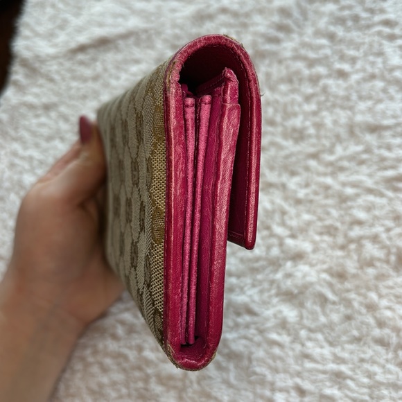 SALE🛍️ Gucci Wallet Canvas w Pink Leather - Picture 4 of 8